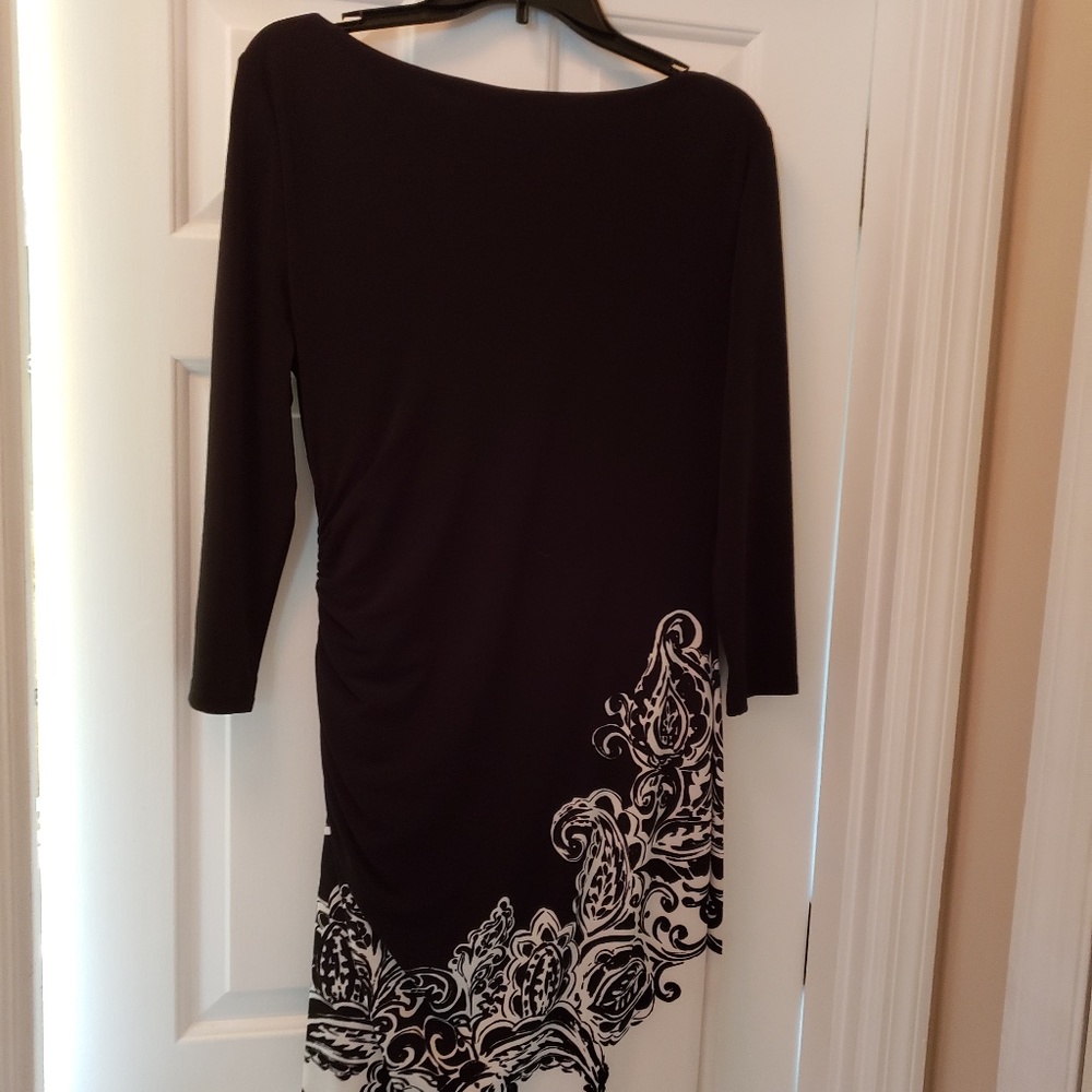 Lauren Ralph Lauren Black and White Dress Size 14 Polyester. Long Sleeve